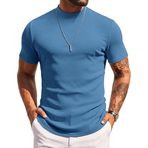 image:imageCOOFANDY Mens Mock Turtleneck Sweater Short Sleeve Slim Fit Turtle Neck Sweaters Casual Basic Tee Ribbed Knit Pullover TopsBlue