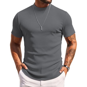 image:imageCOOFANDY Mens Mock Turtleneck Sweater Short Sleeve Slim Fit Turtle Neck Sweaters Casual Basic Tee Ribbed Knit Pullover TopsDark Grey