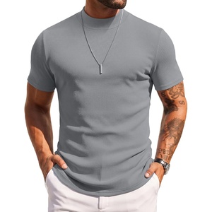image:imageCOOFANDY Mens Mock Turtleneck Sweater Short Sleeve Slim Fit Turtle Neck Sweaters Casual Basic Tee Ribbed Knit Pullover TopsLight Grey