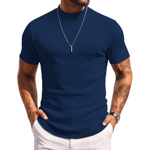 image:imageCOOFANDY Mens Mock Turtleneck Sweater Short Sleeve Slim Fit Turtle Neck Sweaters Casual Basic Tee Ribbed Knit Pullover TopsNavy Blue