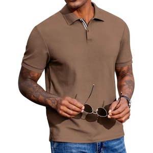 image:imageCOOFANDY Mens Polo Shirts Short Sleeve Cotton Pique Casual Button T Shirts Classic Fit Collared Golf ShirtsBrown