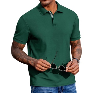 image:imageCOOFANDY Mens Polo Shirts Short Sleeve Cotton Pique Casual Button T Shirts Classic Fit Collared Golf ShirtsGreen