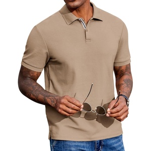 image:imageCOOFANDY Mens Polo Shirts Short Sleeve Cotton Pique Casual Button T Shirts Classic Fit Collared Golf ShirtsKhaki