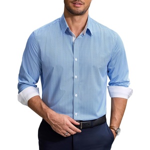 image:imageCOOFANDY Mens Printed Dress Shirts Long Sleeve Business Button Down Shirt Contrast Collar Shirts for Men1light Bluerhombus