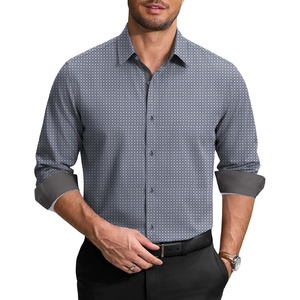 image:imageCOOFANDY Mens Printed Dress Shirts Long Sleeve Business Button Down Shirt Contrast Collar Shirts for MenLight Grayrhombus