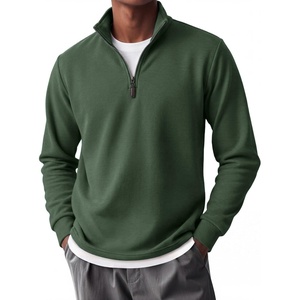 image:imageCOOFANDY Mens Quarter Zip Pullover FleeceLined Mock Neck Sweatshirt Casual  Adjustable 14 Zip Mock Neck Long Sleeve Solid Color Breathable Warm Layering Friendly Ideal For Golf Daily WearArmy Green