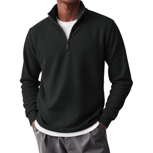image:imageCOOFANDY Mens Quarter Zip Pullover FleeceLined Mock Neck Sweatshirt Casual  Adjustable 14 Zip Mock Neck Long Sleeve Solid Color Breathable Warm Layering Friendly Ideal For Golf Daily WearAll Black
