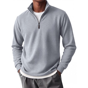 image:imageCOOFANDY Mens Quarter Zip Pullover FleeceLined Mock Neck Sweatshirt Casual  Adjustable 14 Zip Mock Neck Long Sleeve Solid Color Breathable Warm Layering Friendly Ideal For Golf Daily WearLight Grey