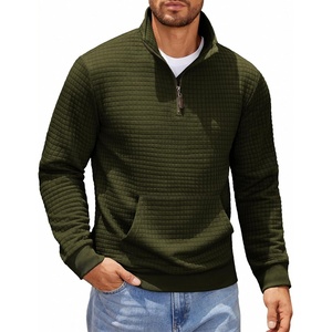 image:imageCOOFANDY Mens Quarter Zip Sweatshirt Long Sleeve Casual Waffle Pullover Hoodies with PocketArmy Green