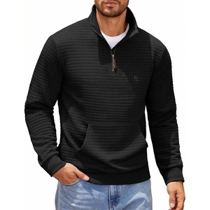 image:imageCOOFANDY Mens Quarter Zip Sweatshirt Long Sleeve Casual Waffle Pullover Hoodies with PocketBlack