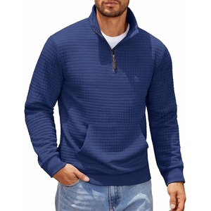 image:imageCOOFANDY Mens Quarter Zip Sweatshirt Long Sleeve Casual Waffle Pullover Hoodies with PocketBlue