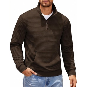 image:imageCOOFANDY Mens Quarter Zip Sweatshirt Long Sleeve Casual Waffle Pullover Hoodies with PocketBrown
