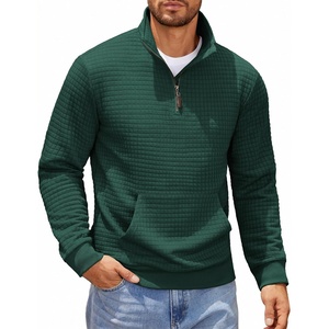 image:imageCOOFANDY Mens Quarter Zip Sweatshirt Long Sleeve Casual Waffle Pullover Hoodies with PocketGreen
