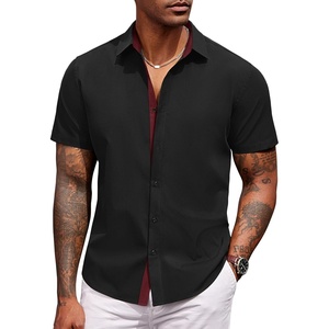 image:imageCOOFANDY Mens Short Sleeve Button Down Shirts Casual Summer Dress Untucked ShirtsBlack