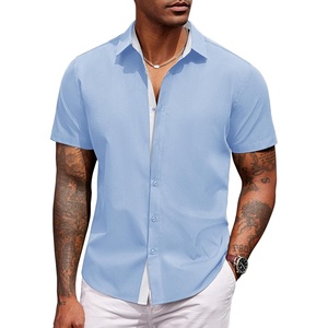 image:imageCOOFANDY Mens Short Sleeve Button Down Shirts Casual Summer Dress Untucked ShirtsLight Blue