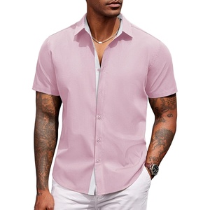 image:imageCOOFANDY Mens Short Sleeve Button Down Shirts Casual Summer Dress Untucked ShirtsLight Pink