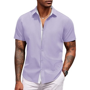 image:imageCOOFANDY Mens Short Sleeve Button Down Shirts Casual Summer Dress Untucked ShirtsLilac