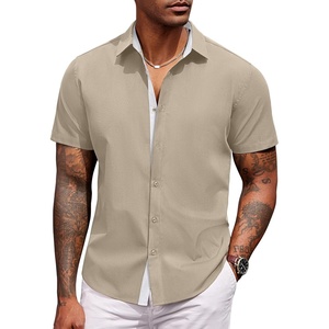 image:imageCOOFANDY Mens Short Sleeve Button Down Shirts Casual Summer Dress Untucked ShirtsMoon Grey