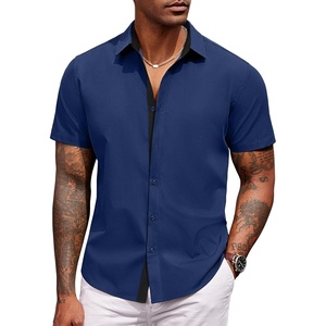 image:imageCOOFANDY Mens Short Sleeve Button Down Shirts Casual Summer Dress Untucked ShirtsNavy Blue