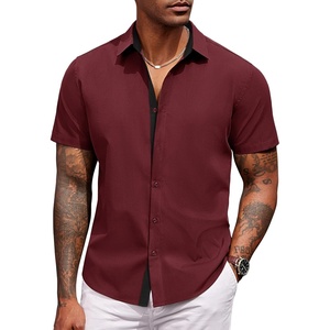 image:imageCOOFANDY Mens Short Sleeve Button Down Shirts Casual Summer Dress Untucked ShirtsRed