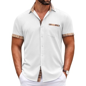 image:imageCOOFANDY Mens Short Sleeve Button Down Shirts Casual Wrinkle Free Dress Shirt Plaid Collar Summer ShirtsWhite