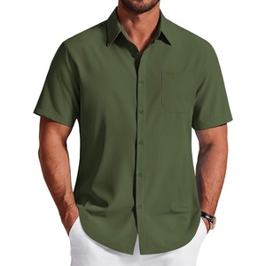 image:imageCOOFANDY Mens Short Sleeve Dress Shirts Wrinkle Free Casual Button Down Shirts with PocketArmy Green