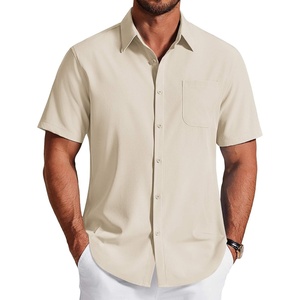 image:imageCOOFANDY Mens Short Sleeve Dress Shirts Wrinkle Free Casual Button Down Shirts with PocketBeige