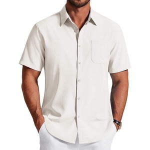 image:imageCOOFANDY Mens Short Sleeve Dress Shirts Wrinkle Free Casual Button Down Shirts with PocketIvory White