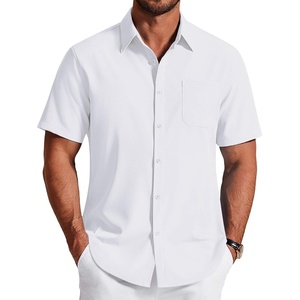 image:imageCOOFANDY Mens Short Sleeve Dress Shirts Wrinkle Free Casual Button Down Shirts with PocketWhite