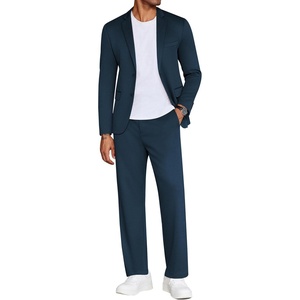 image:imageCOOFANDY Mens Suits 2 Piece Slim Fit Suit Set 2 Button Lightweight Casual Knit Blazer Suit Jacket PantsBlue