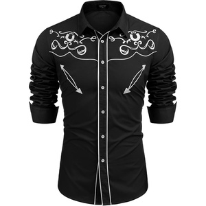 image:imageCOOFANDY Mens Western Shirts Long Sleeve Embroideres Cowboy Shirts Casual Button Down ShirtBlack Pattern3