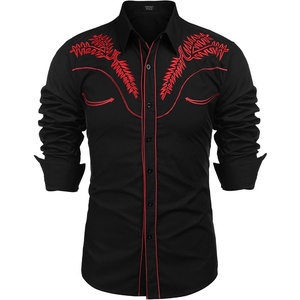 image:imageCOOFANDY Mens Western Shirts Long Sleeve Embroideres Cowboy Shirts Casual Button Down ShirtBlackpattern1