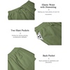 image:imageCOOFANDY Mens 2 Piece Cotton Linen Sets Summer Beach Outfits Casual Short Sleeve Henley Shirts and Vacation ShortsArmy Green