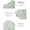 image:imageCOOFANDY Mens 2 Piece Cotton Linen Sets Summer Beach Outfits Casual Short Sleeve Henley Shirts and Vacation ShortsLight Green