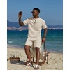 image:imageCOOFANDY Mens 2 Piece Cotton Linen Sets Summer Beach Outfits Casual Short Sleeve Henley Shirts and Vacation ShortsLight Khaki
