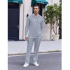image:imageCOOFANDY Mens 2 Piece Tracksuit Set Polo Athletic Sweatsuit Quarter Zip Jogging Long Sleeve Casual Sports OutfitsLight Grey Jacquard