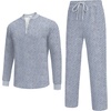 image:imageCOOFANDY Mens 2 Piece Tracksuit Set Polo Athletic Sweatsuit Quarter Zip Jogging Long Sleeve Casual Sports OutfitsLight Grey Jacquard