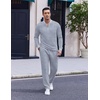image:imageCOOFANDY Mens 2 Piece Tracksuit Set Polo Athletic Sweatsuit Quarter Zip Jogging Long Sleeve Casual Sports OutfitsLight Grey Jacquard