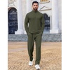 image:imageCOOFANDY Mens 2 Piece Tracksuit Set Quarter Zip Sweatsuit Athletic Running Suit Sets Long Sleeve Casual OutfitsArmy Green