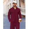 image:imageCOOFANDY Mens 2 Piece Tracksuit Set Quarter Zip Sweatsuit Athletic Running Suit Sets Long Sleeve Casual OutfitsDark Red