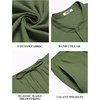 image:imageCOOFANDY Mens 2 Pieces Cotton Linen Sets Short Sleeve Casual Henley Shirt Summer Beach Pants Lounge Vacation Outfits SetArmy Green