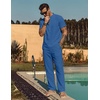 image:imageCOOFANDY Mens 2 Pieces Cotton Linen Sets Short Sleeve Casual Henley Shirt Summer Beach Pants Lounge Vacation Outfits SetBlue