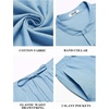 image:imageCOOFANDY Mens 2 Pieces Cotton Linen Sets Short Sleeve Casual Henley Shirt Summer Beach Pants Lounge Vacation Outfits SetLight Blue