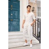 image:imageCOOFANDY Mens 2 Pieces Linen Set Henley Shirt Short Sleeve and Harem Capri Pants Wide Leg Baggy Beach Yoga Trousers Outfits01white