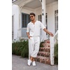 image:imageCOOFANDY Mens 2 Pieces Linen Set Henley Shirt Short Sleeve and Harem Capri Pants Wide Leg Baggy Beach Yoga Trousers Outfits01white
