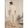 image:imageCOOFANDY Mens 2 Pieces Linen Set Henley Shirt Short Sleeve and Harem Capri Pants Wide Leg Baggy Beach Yoga Trousers Outfits02light Khaki