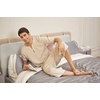 image:imageCOOFANDY Mens 2 Pieces Linen Set Henley Shirt Short Sleeve and Harem Capri Pants Wide Leg Baggy Beach Yoga Trousers Outfits02light Khaki
