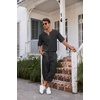 image:imageCOOFANDY Mens 2 Pieces Linen Set Henley Shirt Short Sleeve and Harem Capri Pants Wide Leg Baggy Beach Yoga Trousers OutfitsBlack