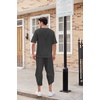 image:imageCOOFANDY Mens 2 Pieces Linen Set Henley Shirt Short Sleeve and Harem Capri Pants Wide Leg Baggy Beach Yoga Trousers OutfitsBlack