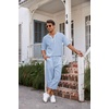 image:imageCOOFANDY Mens 2 Pieces Linen Set Henley Shirt Short Sleeve and Harem Capri Pants Wide Leg Baggy Beach Yoga Trousers OutfitsBlue